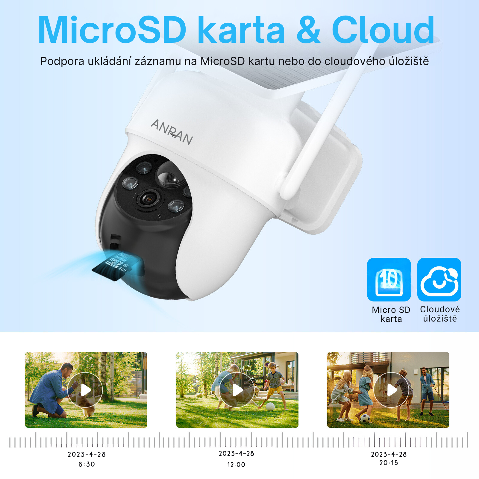 Micro SD karta & Cloud Podpora ukládání záznamu na MicroSD kartu nebo do cloudového úložiště.